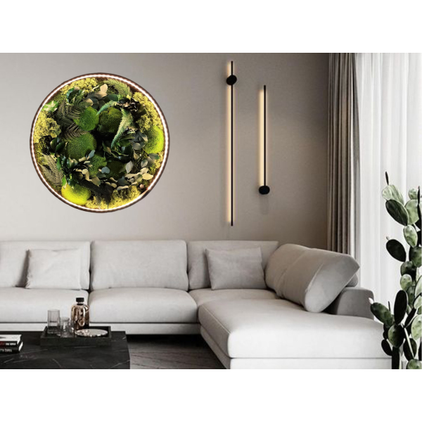 Obraz kompozycja z roślin stabilizowanych creative botanica 'KOŁO' LED
